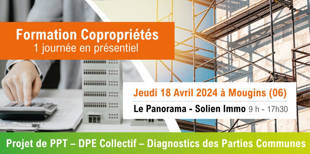 Formation copropriétés pour syndics à Mougins : projet de PPT, DPE collectif et diagnostics des parties communes